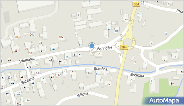 Bielawa, Wolności, 5, mapa Bielawa