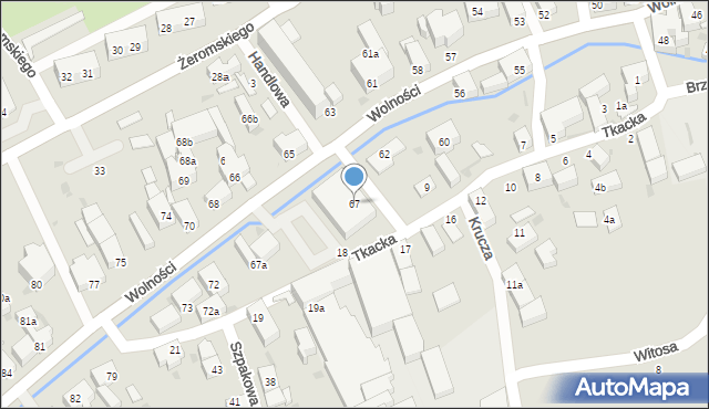 Bielawa, Wolności, 67, mapa Bielawa