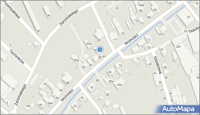 Bielawa, Wolności, 81, mapa Bielawa