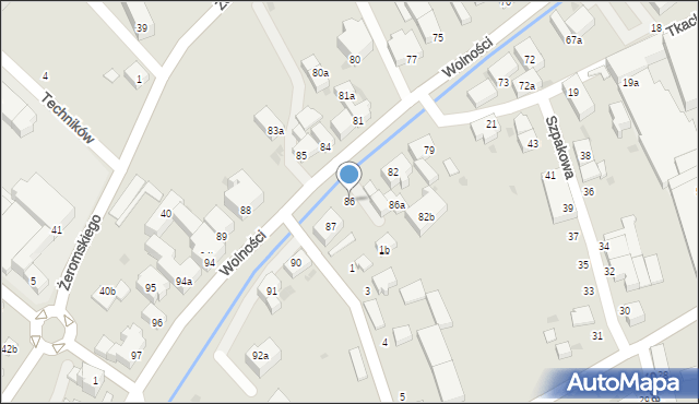 Bielawa, Wolności, 86, mapa Bielawa