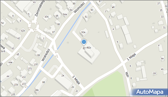 Bielawa, Wolności, 92, mapa Bielawa