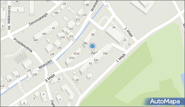 Bielawa, Wolności, 93b, mapa Bielawa