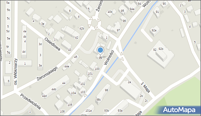 Bielawa, Wolności, 99, mapa Bielawa