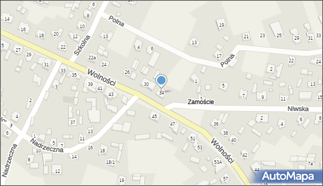 Boronów, Wolności, 34, mapa Boronów