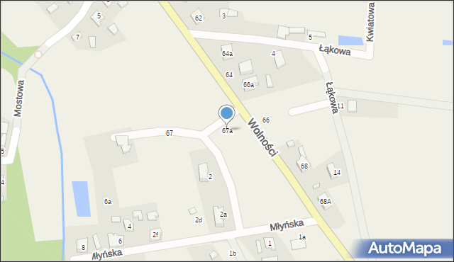 Boronów, Wolności, 67a, mapa Boronów