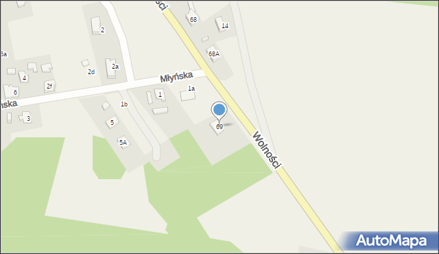 Boronów, Wolności, 69, mapa Boronów