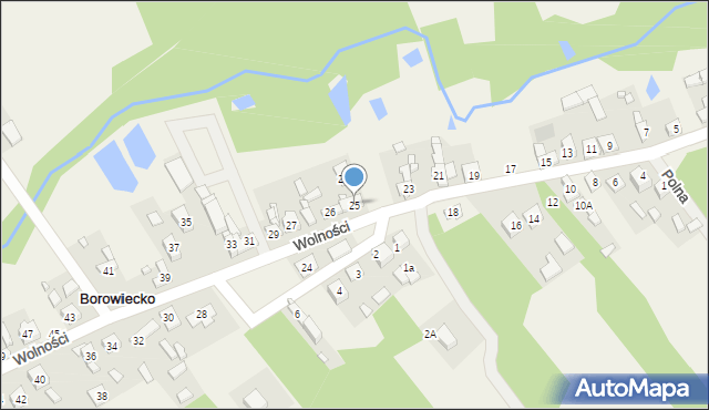Borowiecko, Wolności, 25, mapa Borowiecko