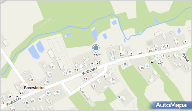 Borowiecko, Wolności, 25a, mapa Borowiecko