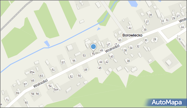 Borowiecko, Wolności, 51, mapa Borowiecko