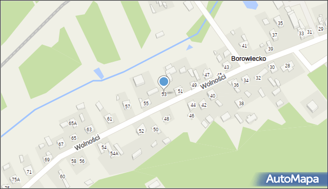 Borowiecko, Wolności, 53, mapa Borowiecko