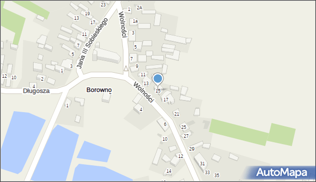 Borowno, Wolności, 15a, mapa Borowno