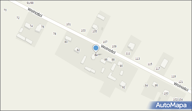 Borowno, Wolności, 84, mapa Borowno