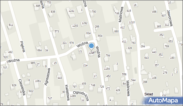 Buczkowice, Woźna, 1246, mapa Buczkowice