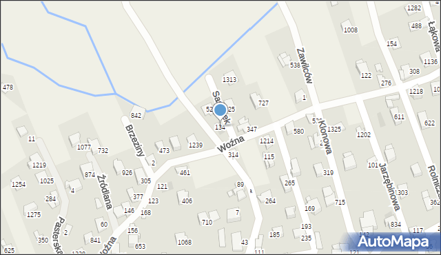 Buczkowice, Woźna, 134, mapa Buczkowice