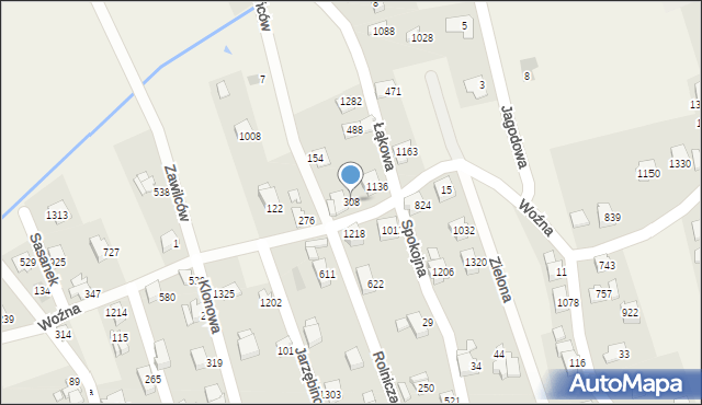 Buczkowice, Woźna, 308, mapa Buczkowice