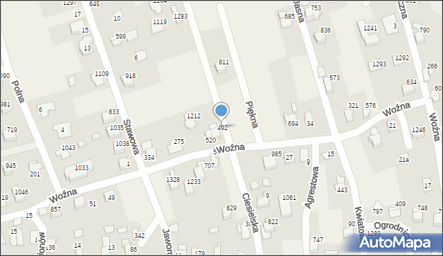 Buczkowice, Woźna, 492, mapa Buczkowice