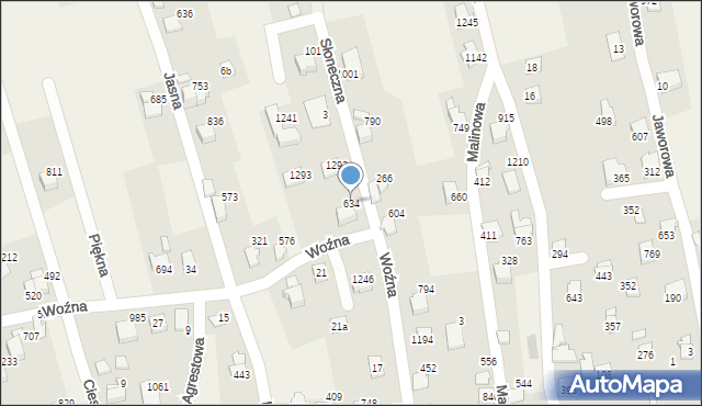 Buczkowice, Woźna, 634, mapa Buczkowice