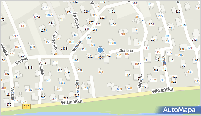 Buczkowice, Woźna, 990, mapa Buczkowice