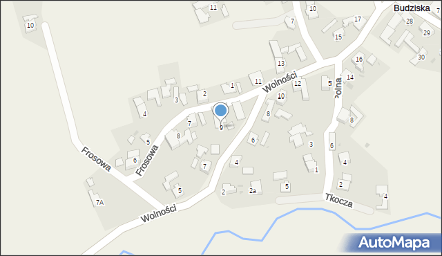 Budziska, Wolności, 9, mapa Budziska