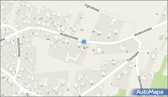 Bydlin, Wolbromska, 28, mapa Bydlin