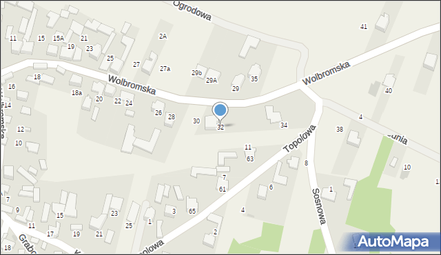 Bydlin, Wolbromska, 32, mapa Bydlin