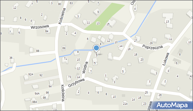 Bystra, Wodna, 3, mapa Bystra