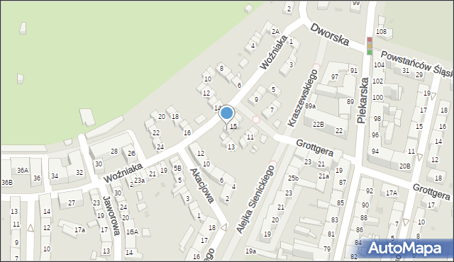 Bytom, Woźniaka Piotra, 15a, mapa Bytomia