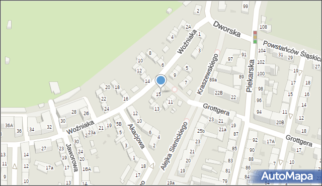 Bytom, Woźniaka Piotra, 15b, mapa Bytomia