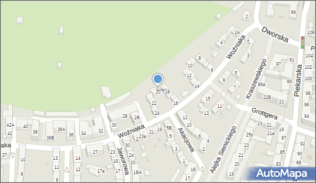 Bytom, Woźniaka Piotra, 20, mapa Bytomia