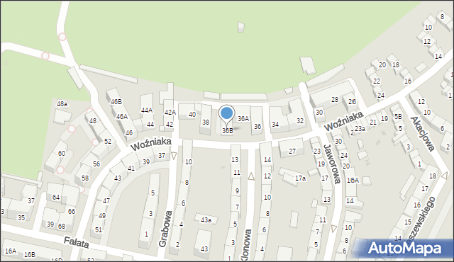 Bytom, Woźniaka Piotra, 36B, mapa Bytomia