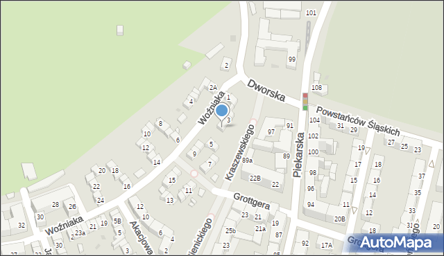 Bytom, Woźniaka Piotra, 3C, mapa Bytomia