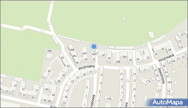 Bytom, Woźniaka Piotra, 42A, mapa Bytomia