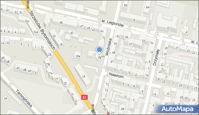 Bytom, Woźniaka Piotra, 78, mapa Bytomia