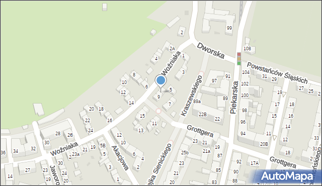 Bytom, Woźniaka Piotra, 9B, mapa Bytomia
