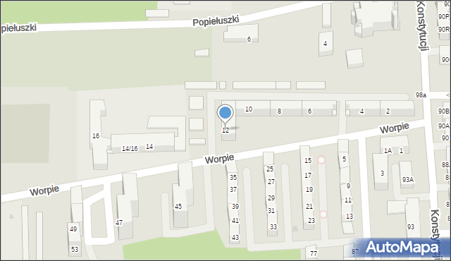 Bytom, Worpie, 12, mapa Bytomia