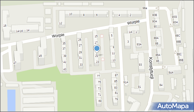 Bytom, Worpie, 21, mapa Bytomia