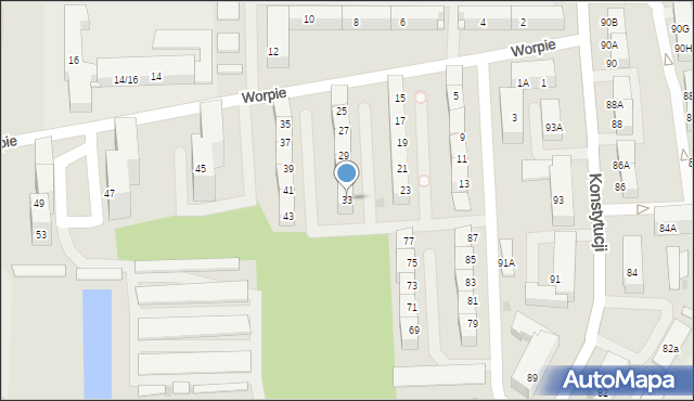 Bytom, Worpie, 33, mapa Bytomia