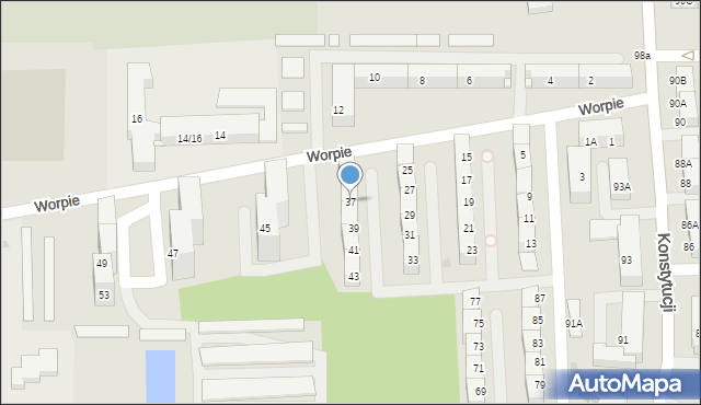 Bytom, Worpie, 37, mapa Bytomia