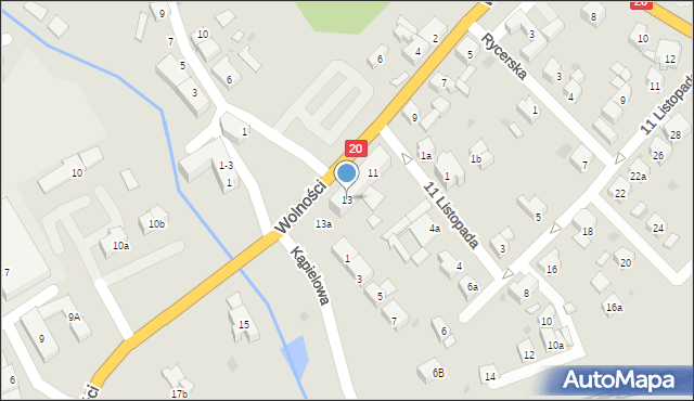 Bytów, Wolności, 13, mapa Bytów