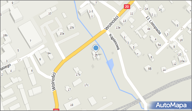 Bytów, Wolności, 15, mapa Bytów