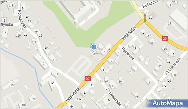 Bytów, Wolności, 6, mapa Bytów