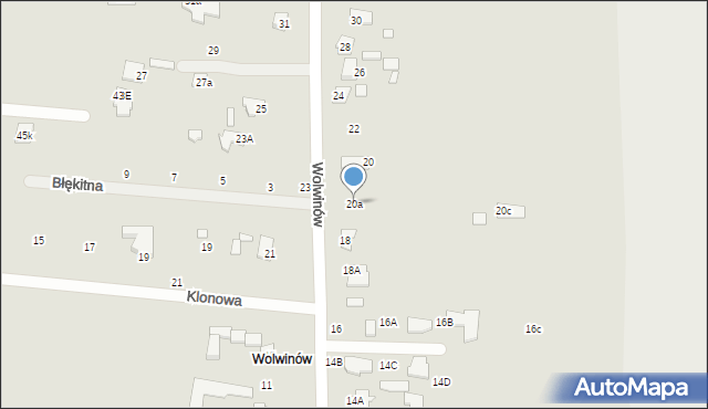 Chełm, Wolwinów, 20a, mapa Chełma