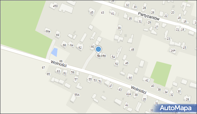 Choroń, Wolności, 58A, mapa Choroń