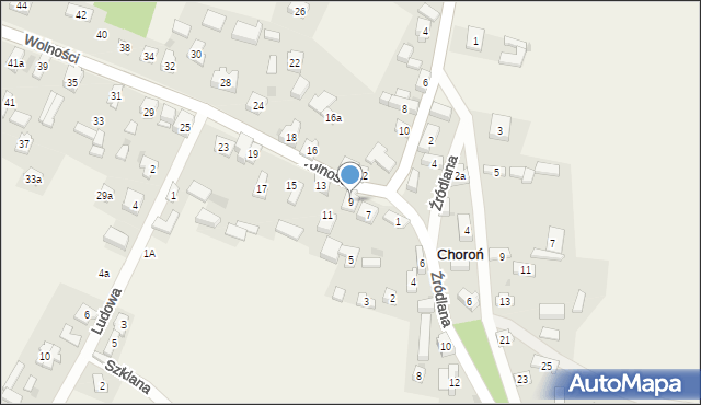 Choroń, Wolności, 9, mapa Choroń