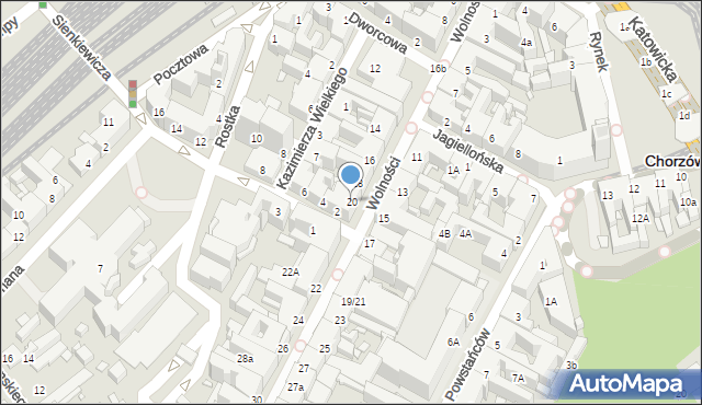 Chorzów, Wolności, 20, mapa Chorzów