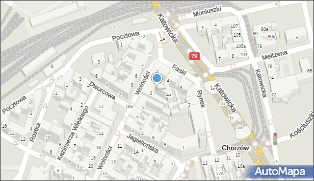 Chorzów, Wolności, 3a, mapa Chorzów