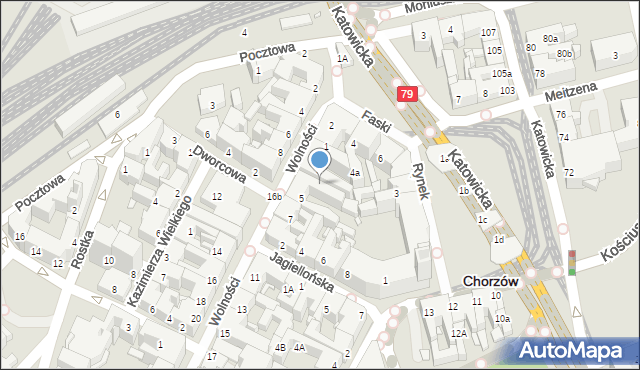 Chorzów, Wolności, 3b, mapa Chorzów
