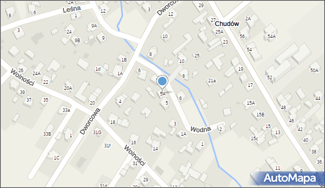 Chudów, Wodna, 5A, mapa Chudów