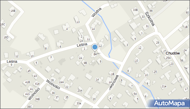 Chudów, Wodna, 9A, mapa Chudów