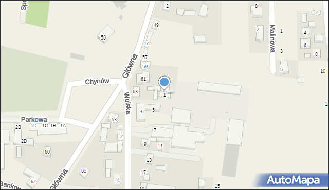 Chynów, Wolska, 1, mapa Chynów